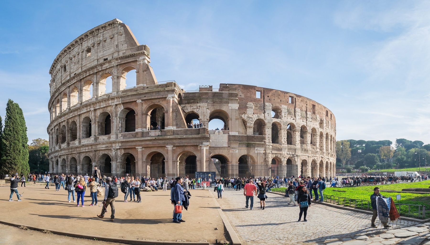 The Colosseum from Piazza del Colosseo on a sunny day